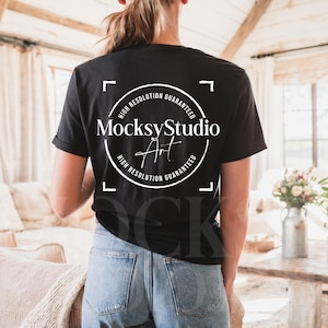 Comfort Colors C1717 Black Shirt Back Mockup, CC1717 Black T-Shirt Back Mockup, Graphic Tee Mockup, Black Shirt Mockup, Woman Model Mockup
