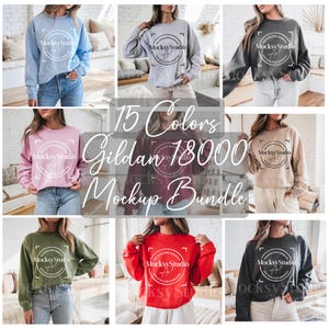 Gildan 18000 Mockup Bundle, G180 Crewneck Sweatshirt Mock-up Bundle, Sweatshirt G180 Crewneck Mock-up Bundle, Fall Winter Blank Apparel
