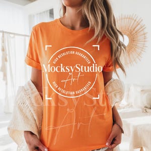 Bella Canvas 3001 Burnt Orange Shirt Mockup, BC 3001 Orange Tshirt Mock-up Trendy Cozy Summer Fall Boho Aesthetic Tshirt Bella Canvas Mockup
