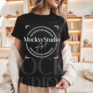 Gildan 5000 Black Tshirt Mockup, G500 Black T-shirt Mock-up, Minimal Neutral Boho Aesthetic Shirt, Gildan Simple Tee, Print On Demand Mockup