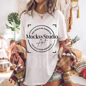 Comfort Colors C1717 White Shirt Mockup, CC1717 White T-Shirt Mockup, Graphic Tee Mockup, White Shirt Mockup, Woman Model Mockup, Digital
