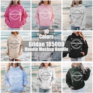 Gildan 18500 Hoodie Mockup Bundle, G185 Hoodie Sleeve Mock-up Bundle, Neutral Casual Simple Gildan 18500 Mocks, Gildan Mockup Bundle
