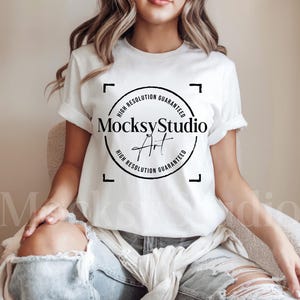 Bella Canvas 3001 White T-Shirt Mockup, Women’s White T-Shirt, Soft Cotton White T-Shirt Mockup Premium White Apparel Mockup High-Resolution