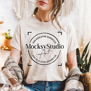 Gildan 5000 Natural Tshirt Mockup, Long G500 Natural T-shirt Mockup, Natural Tee Mockup, Gildan Simple Tee, Minimal Neutral Aesthetic Shirt