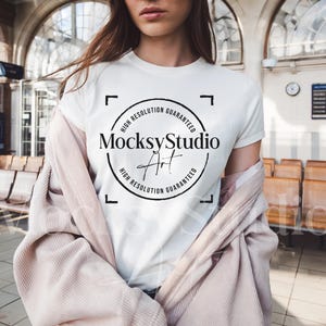 Bella Canvas 3001 White T-Shirt Mockup, White Bella & Canvas 3001 Mockup, White T-shirt Mockup  Premium White Apparel Mockup High-Resolution