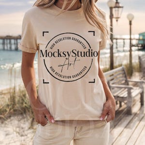 Gildan 5000 Natural Tshirt Mockup, Oversize G500 Natural T-shirt Mockup, Natural Tee Mockup Gildan Simple Tee Minimal Neutral Boho Shirt