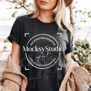 Gildan 5000 Black Tshirt Mockup, G500 Black T-shirt Mockup, Minimal Neutral Boho Aesthetic Shirt, Trendy Tshirt Mockup, Gildan Simple Tee