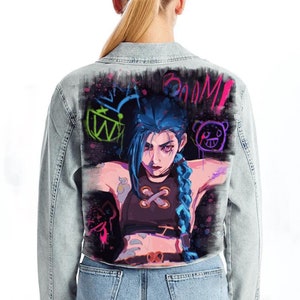 Hand Painted Denim Jacket with Anime, Art Custom Personalized Jacket, Unique Clothes for Any Your Idea, Custom Jean Jacket for Men or Women