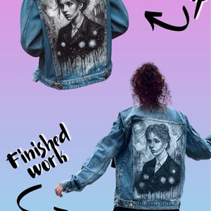 Painted Denim Jacket with Graffiti Made to Order, Hand Painted Personalized Clothes for Any Your Idea, Custom Jean Jacket image 10