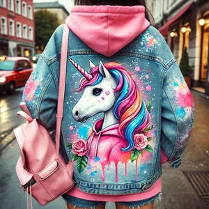 Painted Denim Jacket with Graffiti Made to Order, Hand Painted Personalized Clothes for Any Your Idea, Custom Jean Jacket image 13