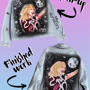 Painted Denim Jacket with Graffiti Made to Order, Hand Painted Personalized Clothes for Any Your Idea, Custom Jean Jacket image 7
