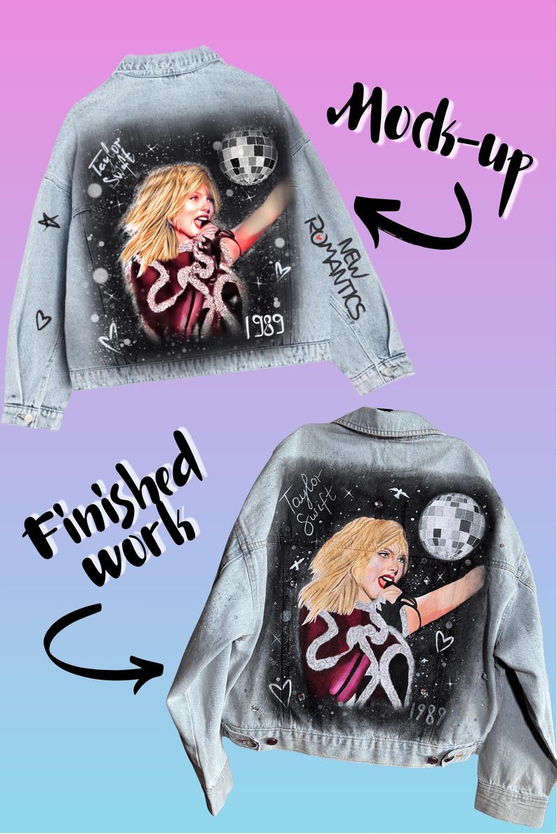 Painted Denim Jacket with Graffiti Made to Order, Hand Painted Personalized Clothes for Any Your Idea, Custom Jean Jacket image 7