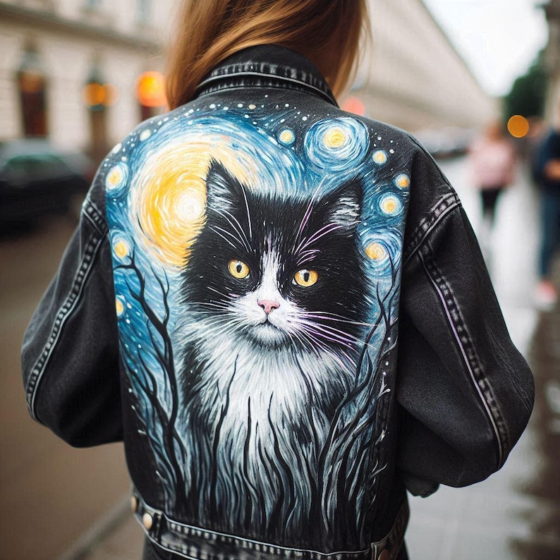 Painted Denim Jacket with Graffiti Made to Order, Hand Painted Personalized Clothes for Any Your Idea, Custom Jean Jacket image 14