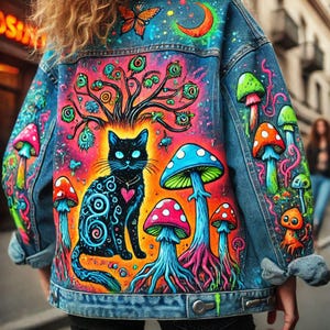Painted Denim Jacket with Graffiti Made to Order, Hand Painted Personalized Clothes for Any Your Idea, Custom Jean Jacket image 12