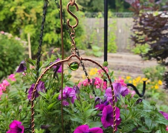 Copper and Bamboo Hummingbird Swing, Small Bird Swing, Garden Decor