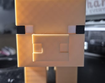 Pixel-style 3D Printed Pig Piggy Bank with Sandbox Game Inspiration Gamer Gift