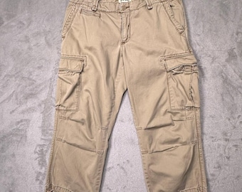 Y2K Utility Cargo Capris Polo Jeans Ralph Lauren Womens 10 Beige Streetwear