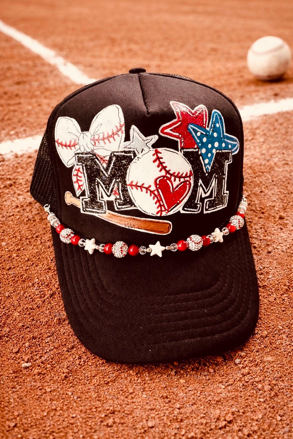 Baseball Mama Painted Trucker Hat - Etsy display picture 1