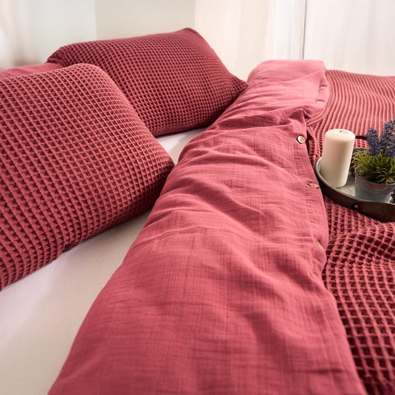 Bettbezug aus Bio-Baumwolle mit Waffelmuster: Boho King Size Bettwäsche