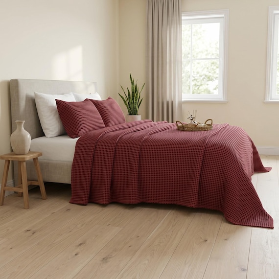 Lightweight Breathable Waffle Cotton Bedspread: Soft Modern Bedding