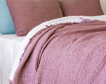 Organic Muslin Throw Blanket: Lightweight Cotton Gauze Bedspread