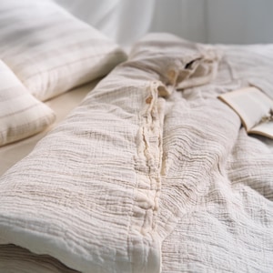 Cozy Muslin Duvet Cover, King Size Bedding Set, Cotton Comforter Cover, Boho Quilt Cover