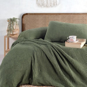 Organic Cotton Waffle Blanket: Soft King Bed Cover