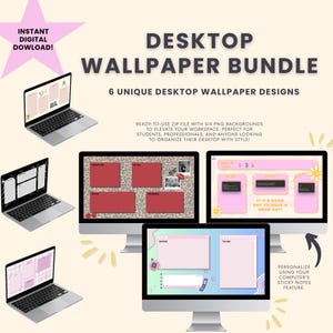 Productivity Desktop Wallpaper Bundle | Digital Planner & Remote Work Wallpapers | 6 Pack Desktop Wallpapers | Laptop Organizer Wallpaper