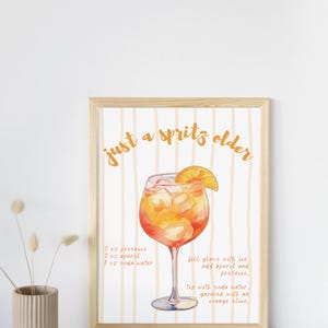 Aperol Spritz Bar-bord, Just a Spritz Older afdrukbaar, verjaardagscocktailbord, digitaal feestdecor, pdf van 5 x 7 8 x 10
