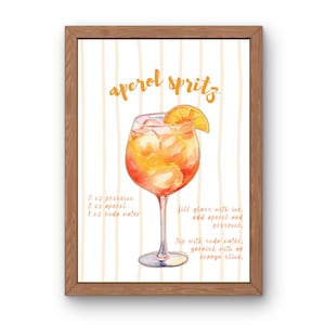 Affiche de recette Aperol Spritz imprimable | Enseigne pour boisson signature | Carte du bar à cocktails | Décoration de bar de mariage | Décoration murale Aperol | Téléchargement numérique