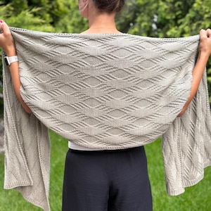 Textured Rectangular Shawl Knitting Pattern: Reversible Cable Knit Wrap (PDF Pattern)