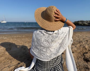 Knitting Pattern Shawl Wrap Scarf Textured Large Easy beginners Dahlia Shawl English
