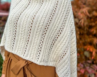 Patrón de tejido para chal rectangular texturizado: Harvest Moon Wrap (patrón PDF)