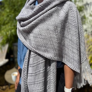Rectangular Shawl Knitting Pattern - Textured Wrap PDF - Easy Knit Stole for Women - Sabi Line Shawl