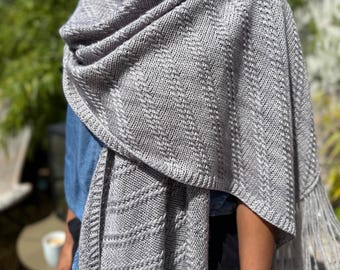 Textured Rectangular Shawl Knitting Pattern: Sabi Line Wrap (PDF Pattern
