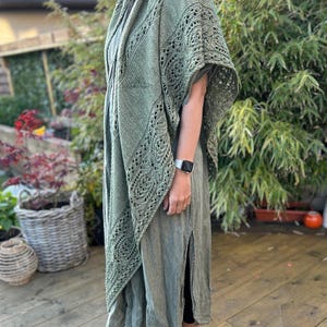 Triangle Shawl Knitting Pattern - Asymmetrical Wrap PDF - Textured Intermediate Knit Shawl Pattern - Elven Song Shawl