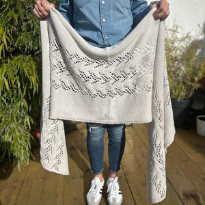 Rectangular Shawl Knitting Pattern - Textured Wrap PDF - Easy Knit Stole for Women - Lace Trail Shawl