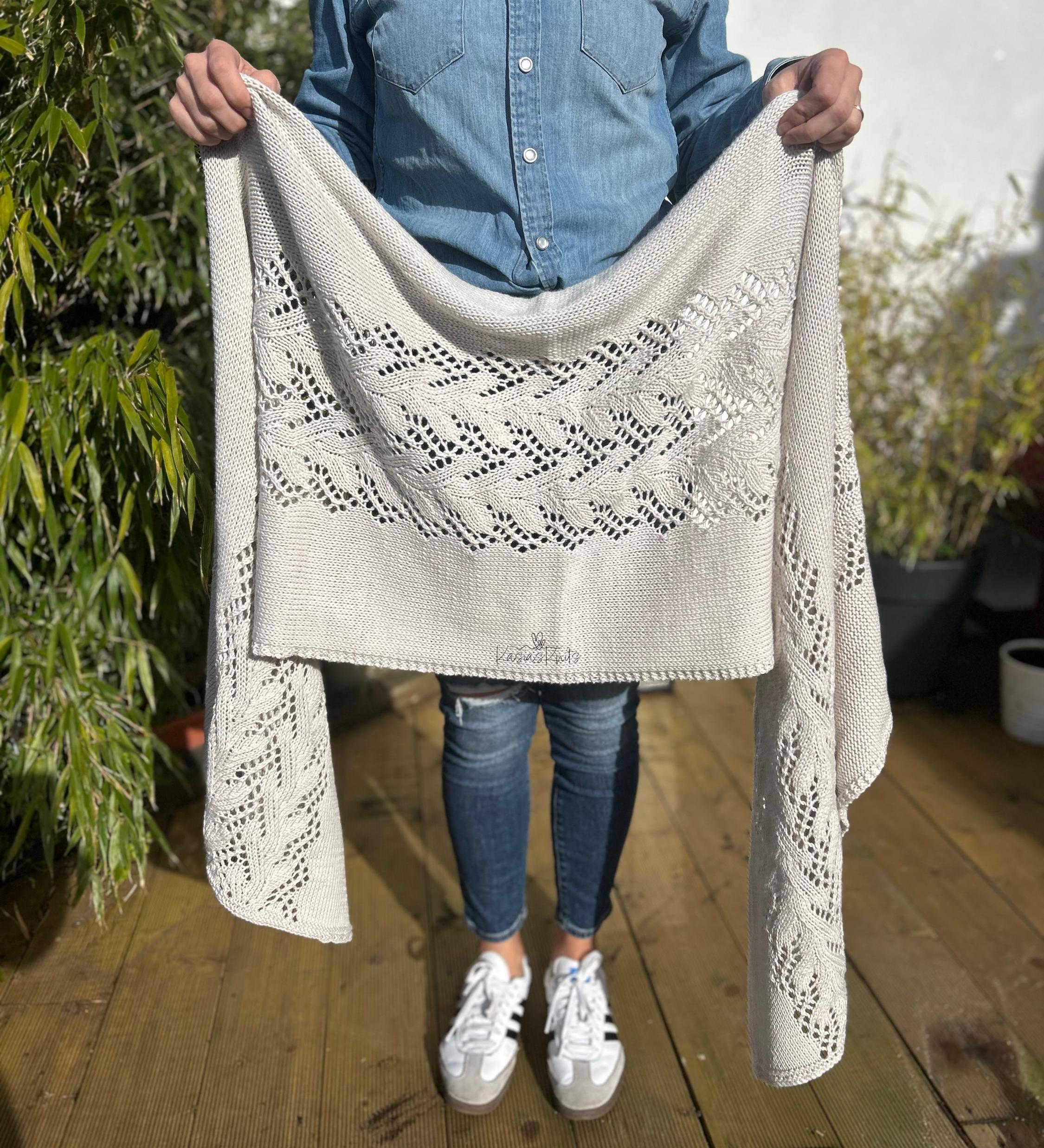 Lace Trail Shawl Knitting Pattern: Textured Wrap, DK Yarn (PDF Pattern)