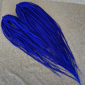 Tresses synthétiques, extensions de cheveux bleu vif hypoallergéniques, très douces et lumineuses, trois brins et tresses texturées