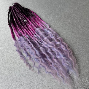 Purple Lavender Ombre Synthetic Dreadlocks Single or Double Curly Loose Ended Hair Extensions Hypoallergenic Extra Soft and Save