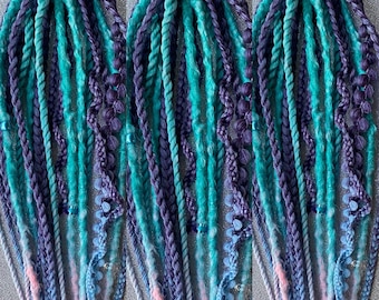 Ombre Crochet Synthetic Dreadlocks: Purple, Turquoise, Pink Hair Extensions