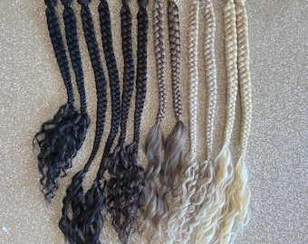 Clip In Jumbo Braids With Wavy Ends Detachable Hair Extensions