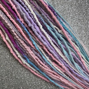 Pastel Synthetic Dreadlocks Hair Extensions with Braids — Fairy Boho Ombre Look in Lumpy Texture Hypoallergenic Extra Soft and Save