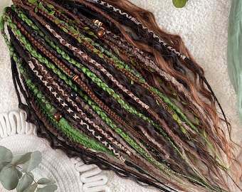 Brown Ombre Forest Witch Synthetic Dreadlocks Hair Extensions with Braids and Curls