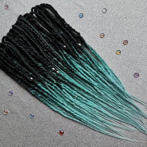 Synthetic Crochet Dreadlocks Hair Extensions with Braids Black to Mint Ombre Lumpy  Hypoallergenic Extra Soft and Save