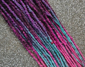 Synthetic Crochet Dreadlocks Hair Extensions with Braids Purple and Pink Ombre Lumpy Texture Hypoallergenic Soft and Save