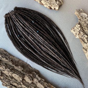 Chocolate Brown Synthetic Crochet Dreadlocks Handmade Hair Extensions with Braids Lumpy Texture Hypoallergenic Extra Soft and Save