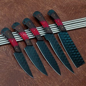 Premium - Custom Handmade Chef Knife Set with Leather Sheath – 4 Piece & 5 Piece Kitchen Knives Gift for Him, Christmas Gift