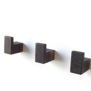 XYLO HOOK set of 3 solid oiled oak wall hooks towel holder hanging hooks
