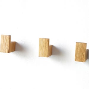 XYLO HOOK set of 3 solid oiled oak wall hooks towel holder hanging hooks